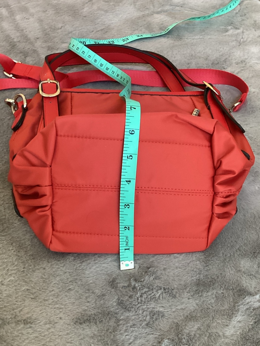 Red Women’s Crossbody Handbag with Silver Zippers - Picture 8 of 8